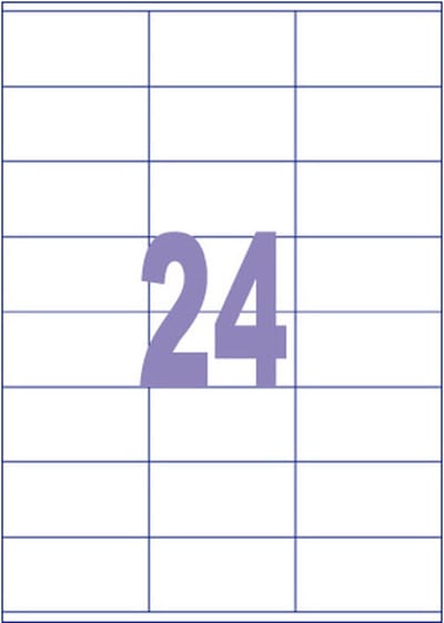 Kangaro etiketten - universeel - inkjet/laser/print - 70x36mm - 100 vel - 24 stickers per vel