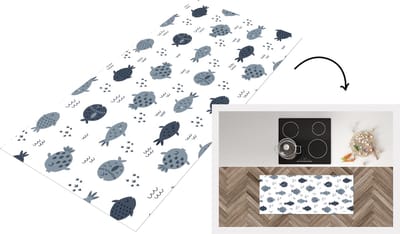 Keukenloper - Loper keuken - Patronen - Jongens - Vissen - Kinderen - 120x50 cm - Keukenloper vinyl