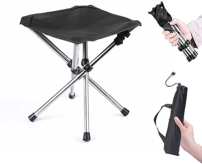 QTTVBTNA -Draagbare Campingstoel Opvouwbaar – Lichtgewicht Aluminium Kampeerkruk, Mini Vouwstoel voor Reizen, Wandelen, Vissen en BBQ – Compact en Stevig (Groot formaat)