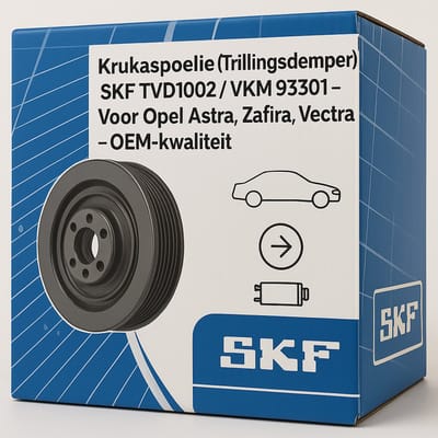 Krukaspoelie (Trillingsdemper) – SKF TVD1002 / VKM93301 – Voor Opel Astra, Zafira, Vectra – OEM-kwaliteit