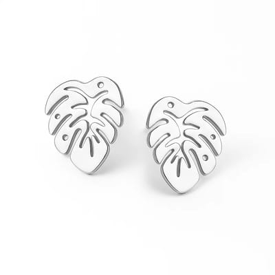 Zilveren oorbellen dames - zilver oorbellen- Zilver 925 - oorbellen dames - Zilveren Palm Bladen Oorstekers - Amona Jewelry