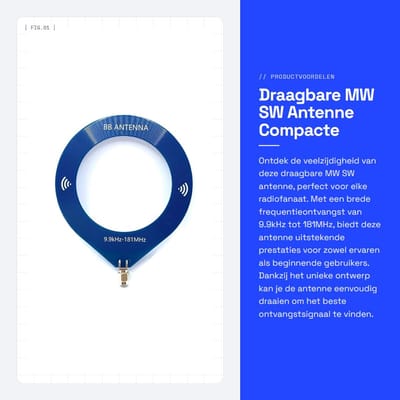 Dailygoods- Cirkelantenne Draagbaar - Breedband Antenne - Frequentie 9.9kHz-181MHz - Compact en Lichtgewicht - Eenvoudige Installatie - Duurzaam Materiaal - Radioantenne