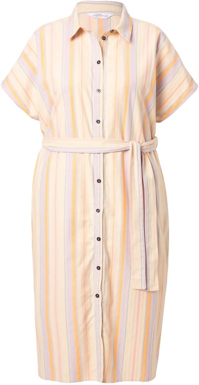 Studio Untold - Dames - Midi-jurk overhemdjurk strepen - Beige - Maat 42+