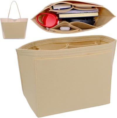 Famanu – Vilten handtas organizer insert - opvouwbare tasindeler met meerdere vakken - geschikt voor grote shoppers en draagtassen
