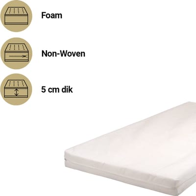 Best Sleep Comfort Co-sleeper Matras 48x82 cm – 5 cm – Polyeterschuim – Afritsbare Tijk