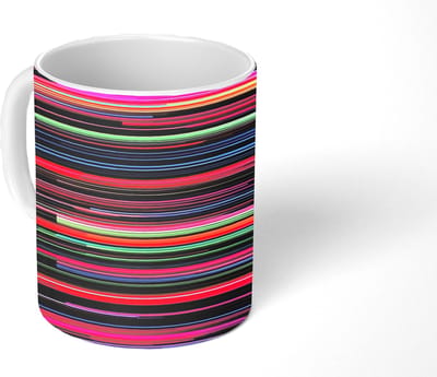 Mok - Koffiemok - Abstract - Lijnen - Horizontaal - Kleurrijk - Mokken - 350 ML - Beker - Koffiemokken - Theemok