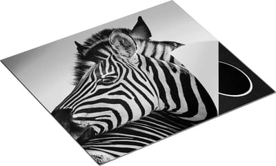 Chefcare Inductie Beschermer Twee Knuffelende Zebra's - Zwart Wit - 60x50 cm - Afdekplaat Inductie - Kookplaat Beschermer - Inductie Mat