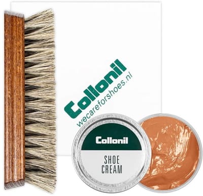 Collonil schoenpoets | Schoenpoets set | Shoe cream | Borstel | Poetsdoek | Kleur: Amandel