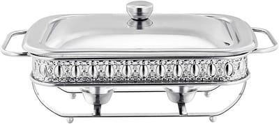Voedselwarmer Set - Buffet Server - Eten Warm Houden - Gehard Glas Deksel - 2 Liter Capaciteit - Zilver