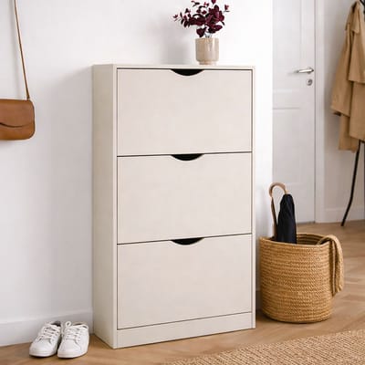 Milton Oldbrook Schoenenkast Prato - 3 Niveaus - tot 18 Paar Schoenen - 60x24x119cm - Beige