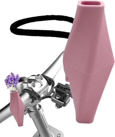 Stuur Vaas - Fietsdecoratie Bloemenhouder - Fiets Versieren - Geometrisch Ontwerp - 78 cm - Roze