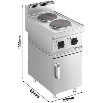 GGM Gastro Elektroherd - 4 kW - 2 Platten Rund - inkl. Unterbau mit 1 Tür Zilver