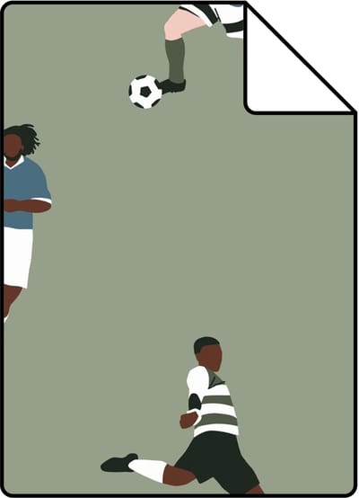 Proefstaal ESTAhome behang voetbalspelers donkergroen - 26.5 x 21 cm - 131554-S