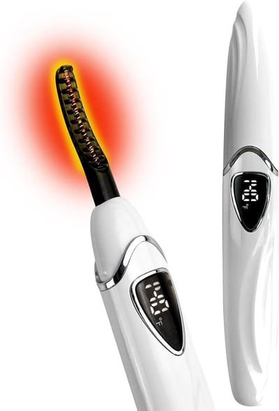 Verwarmde Wimperkruller - Elektrische Kruller - Natuurlijke Make-up - Intelligente Temperatuurregeling - 14.8 x 2 x 1.6 cm - Paars Zilver