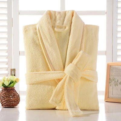 Badjas Dames 100% Katoen Badjas Lovers Bruine Badjassen Heren Badjas Effen Handdoek Fleece Lang Nachtkleding Bruidsmeisjesbadjas Wit XL beige