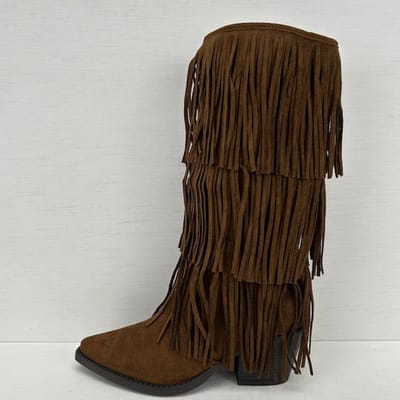Trendy suèdine cowboylaarzen met franjes lichtbruin Bruin / 36