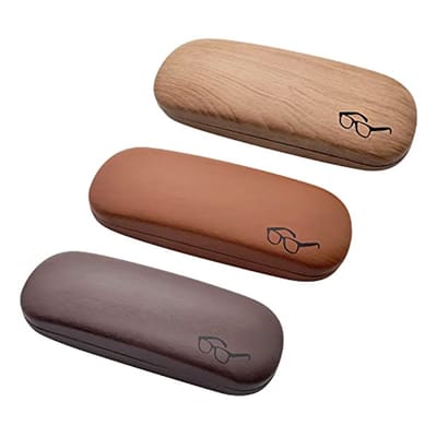 Harde Schelp Brillenetui - Oogglazen Draagtas voor Mannen en Vrouwen - 3 Stuks Brillenkokers in Houten Kleur voor Standaard Brillen