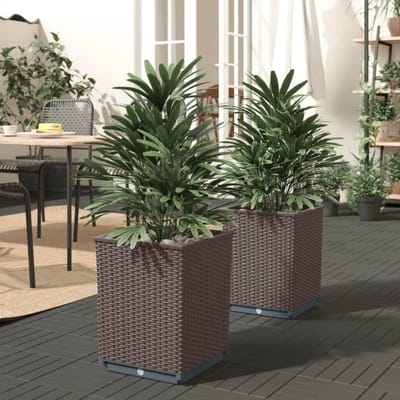 Plantenbakken - Bloembakken Potten - Tuin Decoreren - Duurzaam Polypropeen - 30x30x37 cm - Bruin