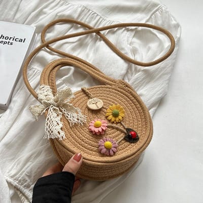 Sacs tissés à la main populaires pour femmes Nouveaux sacs bandoulière tissés en paille tendance pour femmes Sacs de voyage de plage brown