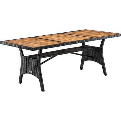 Casaria Polyrattan Tafel - FSC® gecertificeerd Acaciahout – Zwart