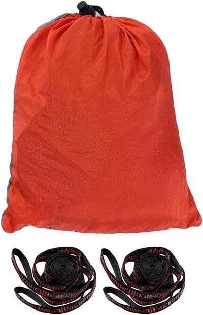 Draagbare Hangmat - Kampeerhangmat Dubbel - Buiten Ontspannen - Met Boomriemen Inbegrepen - 275 x 140 cm - Grijs En Oranje
