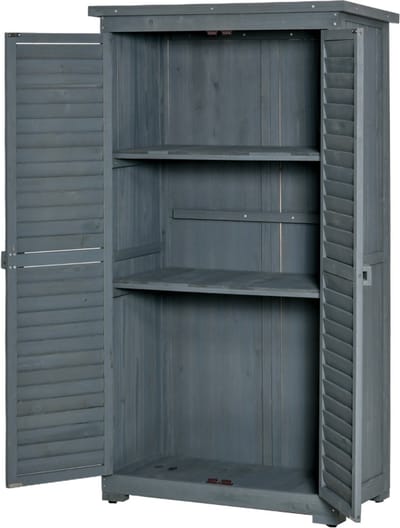 Tuinkast hout - Opbergkasten met deuren - Tuinhuis - Tuinschuur - Schuur voor gereedschap - Grijs - 87 x 46,5 x 160 cm