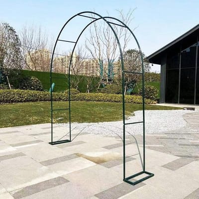 Metalen Tuinboog - Rozenboog Klimsteun - Tuindecoratie Bruiloft - Stijlvol Elegant Ontwerp - 180x220x25cm - Groen