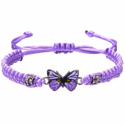 Fako Bijoux - Vlinder Armband - Nylon - 12x18mm - Verstelbaar - 16-23cm - Paars