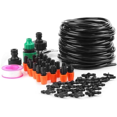 Micro Water Irrigatiesysteem Tuin Kas Planten Automatische Watergift 15M Slangset Kit black