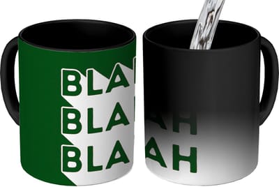 Magische Mok - Foto op Warmte Mokken - Koffiemok - Donkergroen - Tekst - Schaduw - Grafisch - Magic Mok - Beker - 350 ML - Theemok - Mok met Tekst