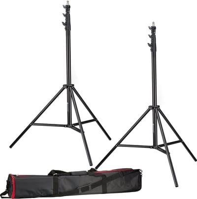Bresser Lampstatief - 2x BR-TP280 PRO-1 Lampstatieven - Max. Werkhoogte 280 cm - Zwart - Incl. Tas