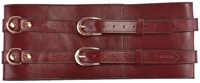 Liebe Seele - Wine Red - Luxe En Exclusieve Lederen Taille Bondagecorset - Corsetriem - wijnrood