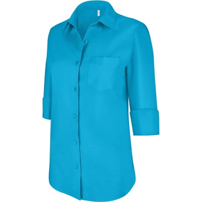 Kariban Overhemd in onderhoudsvriendelijk polykatoen-popeline 3/4-mouwen dames K558 - Bright Turquoise - M