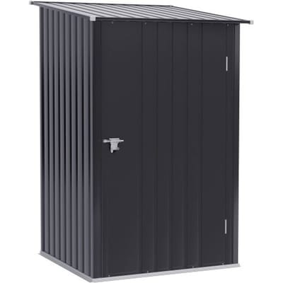Tuinhuisje - MUVOE - 1 x 1 m - Gegalvaniseerd staal - Afsluitbare deur - Donkergrijs grijs