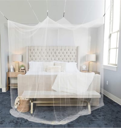 Muggennet voor Tweepersoonsbed 220x220cm - Ideale Bescherming Tegen Muggen en Insecten met Eenvoudige Installatie