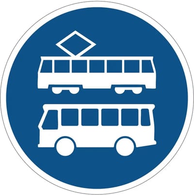 Rijstrook lijnbussen en trams bord - F17 | gecoat dibond materiaal | 10 cm