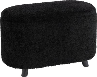 J-Line poef Opslag Teddy - polyester - zwart