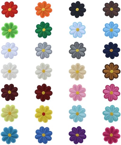 28 stuks schattige madeliefjespatches voor kinderen, opstrijkbare patches voor hoed, jeans, jassen, rugzakken, doe-het-zelf accessoires