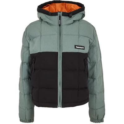 Timberland Korte pufferjas met capuchon voor dames (Balsamgroen/Zwart)
