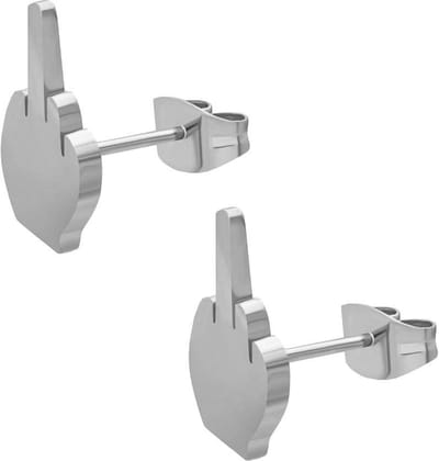 Fako Bijoux® - Oorbellen - Steker - Stainless Steel - Middelvinger - Zilverkleurig