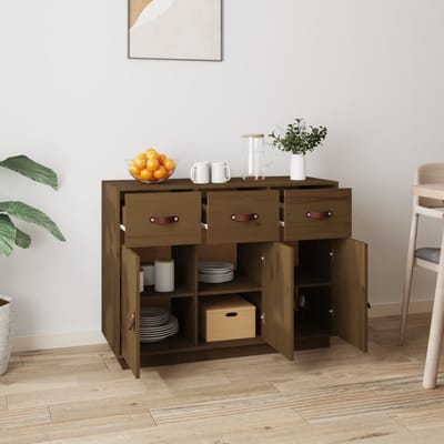 vidaXL - Dressoir - 100x40x75 - cm - massief - grenenhout - honingbruin