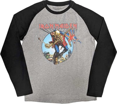 Iron Maiden - Trooper Burst Raglan top - S - Grijs/Zwart