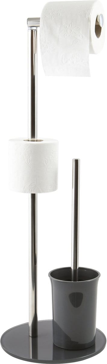 MSV WC Borstel met Rolhouder - Vrijstaand - Toilet Borstel met Rolhouder - Metaal met Glas - Zwart