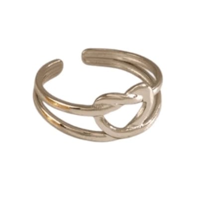 Aramat Jewels | Ringen | Stalen verstelbare ring - geknoopt hartje | Zilverkleur | |10mm | Staal | Volwassenen | Verkleurd niet