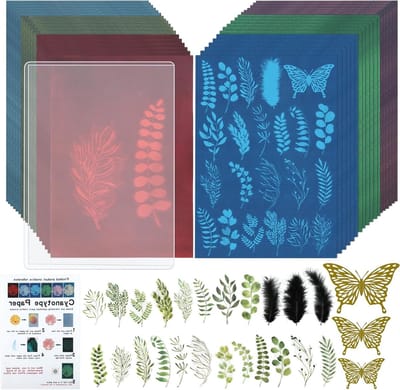 Cyanotype Papier Kit voor Creatieve Projecten - 36 Vellen A5, Gevoelig voor Zonlicht, Ideaal voor Kinderen en Volwassenen, 6 Kleuren Foto Papier