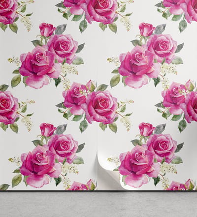 ABAKUHAUS Rose peelable & kleefbehang voor thuis, zelfklevende woonkamerkeuken accent, 33 cm x 250 cm, Reseda groen Off White
