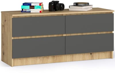Ladekast K120 met 4 Lades / AKORD Furniture Factory / Artisan Eik - Grafietgrijs / 120 x 55 x 40 cm