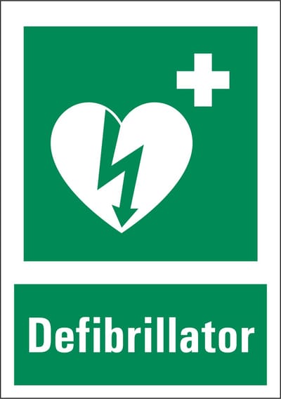 Defibrillator sticker met tekst 210 x 297 mm