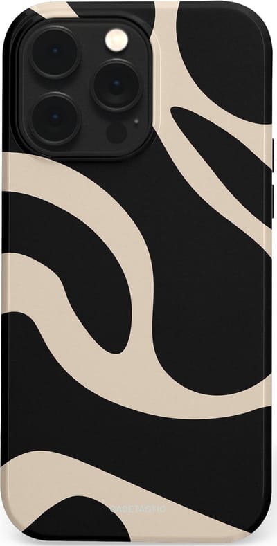 Casetastic hoesje geschikt voor Apple iPhone 14 Pro Max - MagSafe - Dubbellaagse bescherming - Zwart Zand Organische Golven - Fashion Case - Zwart Zand
