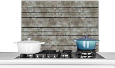 Spatscherm keuken 80x55 cm - Kookplaat achterwand Retro - Plank - Patronen - Muurbeschermer - Spatwand fornuis - Hoogwaardig aluminium